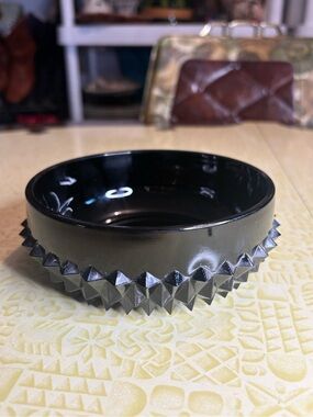 Vintage Indiana Glass Black Spiked Rim Candy Dish